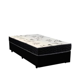 Cama Box Solteiro Colchão Espuma D20 Bambo Branco Ducci + Box Sintético Preto (52x78x188)