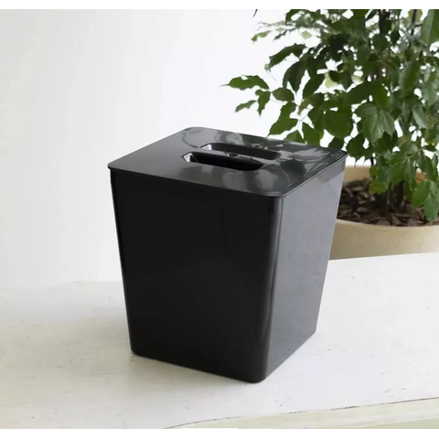 Lixeira de Pia 5l Quadrada Neo Banheiro Puxador em Aço Inox:cinza