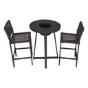 Ver imagem 1 de Conjunto Bistrô Champanheira Tampo Ripado e 2 Banquetas França Corda Náutica Marrom