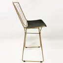 Ver imagem 3 de Banqueta média para Balcão Bertoia Retrô cor Dourado fosco assento preto altura 60cm - Poltronas