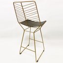 Ver imagem 4 de Banqueta média para Balcão Bertoia Retrô cor Dourado fosco assento preto altura 60cm - Poltronas