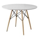 Ver imagem 1 de Mesa de Jantar Eiffel Redondo Tampo de Madeira 90cm Branco