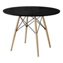 Ver imagem 1 de Mesa Eames Eiffel Redondo Tampo de Madeira 90cm Preto