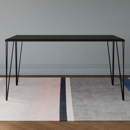 Mesa de Jantar Elen Retangular Tampo de Madeira 140x80cm Preto - 2