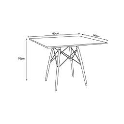 Mesa Eames Eiffel Quadrado Tampo de Madeira 90cm Preto - 5