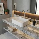 Ver imagem 3 de Cuba de Banheiro em Plástico Retangular Borda Arredondada Sobrepor P/ Lavabo e Banheiro - Branco