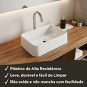 Ver imagem 4 de Cuba de Banheiro em Plástico Retangular Borda Arredondada Sobrepor P/ Lavabo e Banheiro - Branco