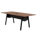 Ver imagem 1 de Mesa de Reunião 200cm para 8 Pessoas com Caixa de Tomadas Industrial Executive Marrom/Nogal/Preto