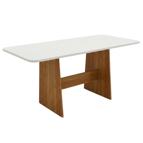 Mesa de Sala de Jantar Maira 6 Lugares Retangular Tampo MDF 160cm Madeirado-Off White