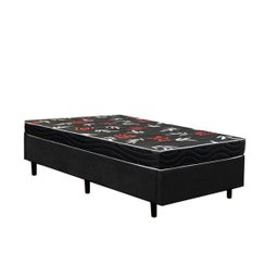 Cama Box Solteiro Colchão Espuma D23 Oriental Preto Ducci + Box Suede Preto (54x78x188) - 1