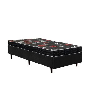 Cama Box Solteiro Colchão Espuma D23 Oriental Preto Ducci + Box Suede Preto (54x78x188)
