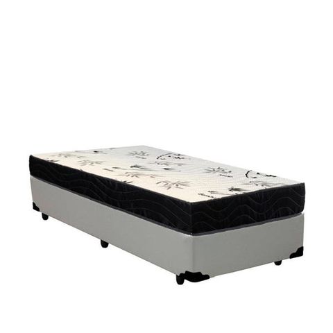 Cama Box Solteiro Colchão Espuma D28 Bambo Branco Ducci + Box Sintético Branco (54x78x188)