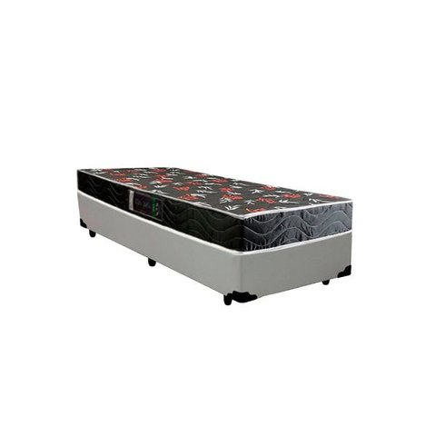 Cama Box Solteiro Colchão Espuma D28 Oriental Preto Ducci + Box Sintético Branco (57x78x188)