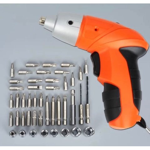 Parafusadeira Furadeira sem Fio Recarregável com Maleta 45 Peças
