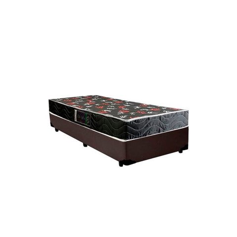 Cama Box Solteiro Colchão Espuma D33 Oriental Preto Ducci + Box Sintético Marrom (54x78x188)
