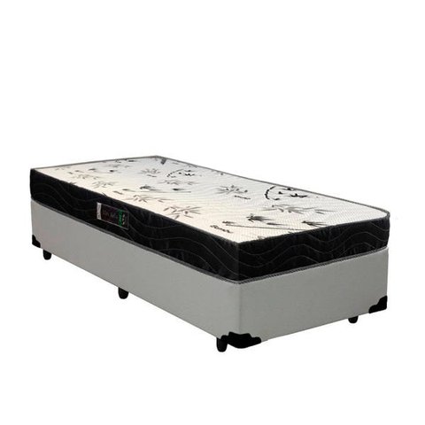 Cama Box Solteiro Colchão Espuma D33 Bambo Branco Ducci + Box Sintético Branco (57x78x188)