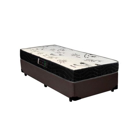 Cama Box Solteiro Colchão Espuma D33 Bambo Branco Ducci + Box Sintético Marrom (57x78x188)