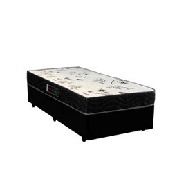 Cama Box Solteiro Colchão Espuma D28 Bambo Branco Ducci + Box Sintético Preto (54x88x188) - 1