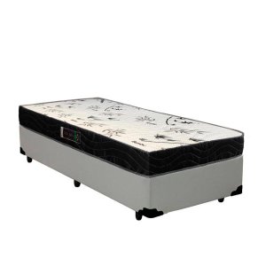 Cama Box Solteiro Colchão Espuma D28 Bambo Branco Ducci + Box Sintético Branco (54x88x188)