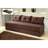 Sofá Cama 3 em 1 Tecido Suede Marrom - 1