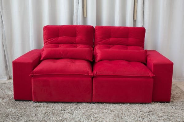 Sofá Retrátil e Reclinável com Pillow 2,00M Tecido Suede Vermelho - 4
