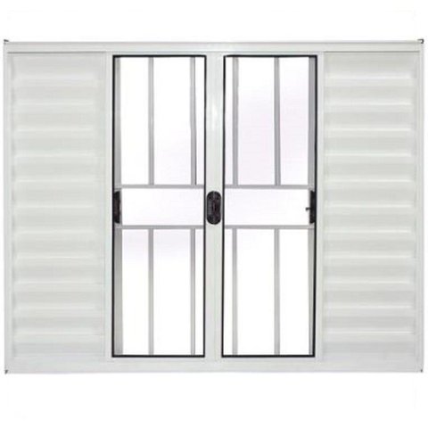 Janela Veneziana 6 Folhas Alumínio Branco 1.00 x 2.00 Modular com Grade