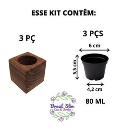 Kit 3 Vasos Para Suculentas Em madeira-Cachepot de madeira - 4