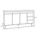 Ver imagem 2 de Balcão Gabinete de Cozinha Martin 1.60m S/ Tampo 3 Gavetas 3 Portas Preto
