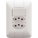 Ver imagem 1 de Conjunto 4x2 com 1 Interruptor Simples 6 a 250 V e 2 Tomadas 2p+t 10 a 250 V Aria em Bran