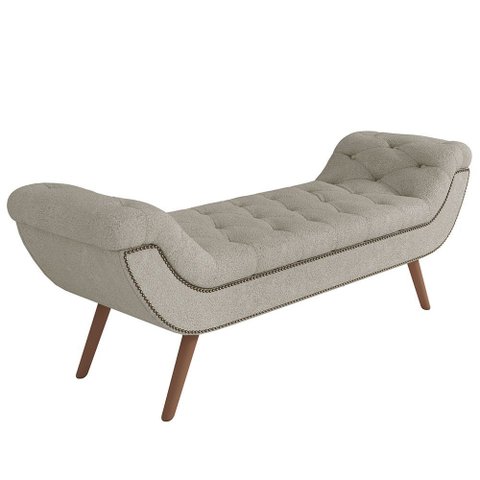Puff Recamier Decorativo com Tachas 140 Cm Santorini P05 Bouclê Creme - Lyam Decor