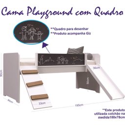 Cama Playground com Escorregador e Rampa Branca Completa Móveis - 4