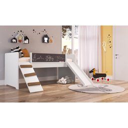 Cama Playground com Escorregador e Rampa Branca Completa Móveis - 2