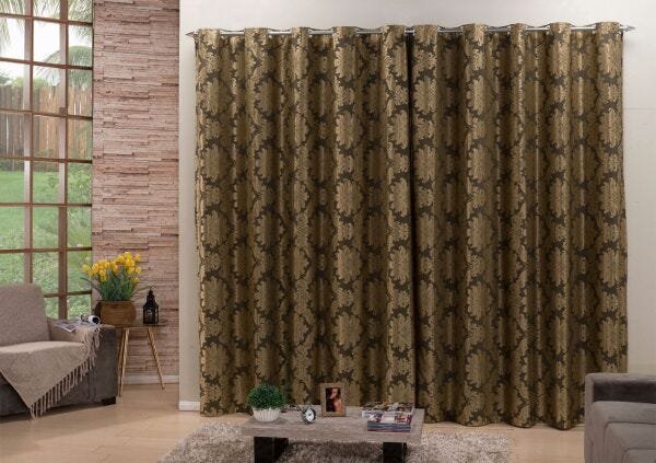 Cortina para Varão 3,00M x 2,50M Jacquard - Dourada - 1