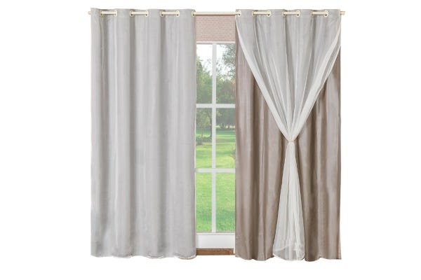 Cortina Blackout PVC com Voil Liso 2,80M x 2,50M - Avelã - 1