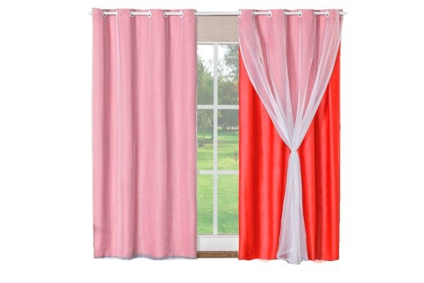 Cortina Blackout PVC com Voil Liso 2,80M x 2,50M - Vermelho - 1
