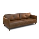 Ver mais imagens de Sofá Sala de Estar Decorativo Living 184cm Pés de Madeira Peoria Couro Marrom Chocolate Manchado G93