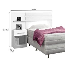 Cabeceira Solteiro 1 Mesa de Apoio 1 Gaveta Pequim Leifer - 3 Cabeceira Solteiro 1 Mesa de Apoio 1 Gaveta Pequim Leifer - 3