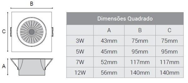 Kit 10 Spots Led Fênix II Quadrado PAR30 12W 6000K Kian - 3