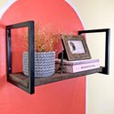 Ver imagem 2 de Prateleira de Ferro e Madeira Industrial de Parede Style 1 Prateleira 60cm Tabaco e Preto