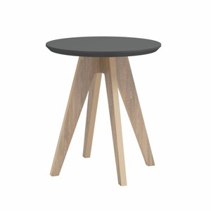 MESA DE CANTO RETRÔ TB37 DALLA COSTA:GRAFITE COM CARVALHO