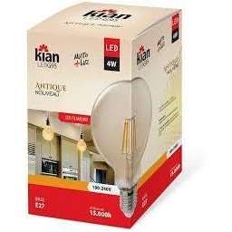 Lâmpada Led Filamento 4W Bivolt 2.2K E-27 G95 Kian - 4