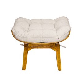 Kit Poltrona + Puff Costela Decoração Conforto Linho Bege - 5