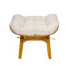 Kit Poltrona + Puff Costela Decoração Conforto Linho Bege - 5