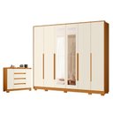 Ver imagem 1 de Guarda Roupa Casal Mercure com Espelho 6 Portas e Cômoda Sapateira Atena 04 Gavetas e 02 Portas