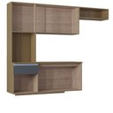 Ver imagem 3 de Armário de Cozinha Mel Suspensa Compacta com Balcão 180cm Mdf Damasco Ripado Cinza Poquema Móveis