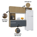 Ver imagem 6 de Armário de Cozinha Mel Suspensa Compacta com Balcão 180cm Mdf Damasco Ripado Cinza Poquema Móveis