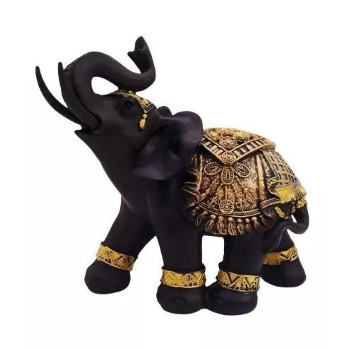 Elefante Decorativo Resina Hindu Ganesha Indiano Deus Sorte Preto - 1