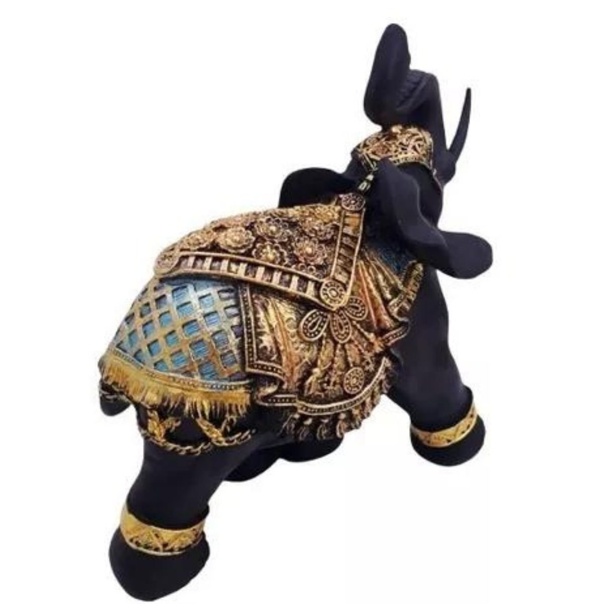 Elefante Decorativo Resina Hindu Ganesha Indiano Deus Sorte Preto - 2
