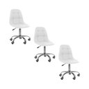 Ver imagem 1 de Kit 3 Cadeiras Office Eiffel Botonê Ajustável Base Giratória - Branco