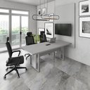 Ver imagem 1 de Mesa Industrial 2m 1 Cx de Tomada Pé Metal e Painel de Tv F5 Cor:cinza